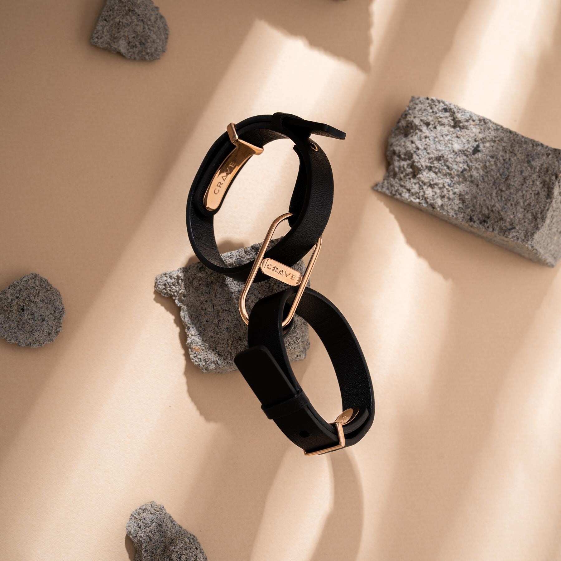 Crave Icon Leather Cuffs black lifestyle shot 1