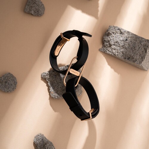 Crave Icon Leather Cuffs black lifestyle shot 1