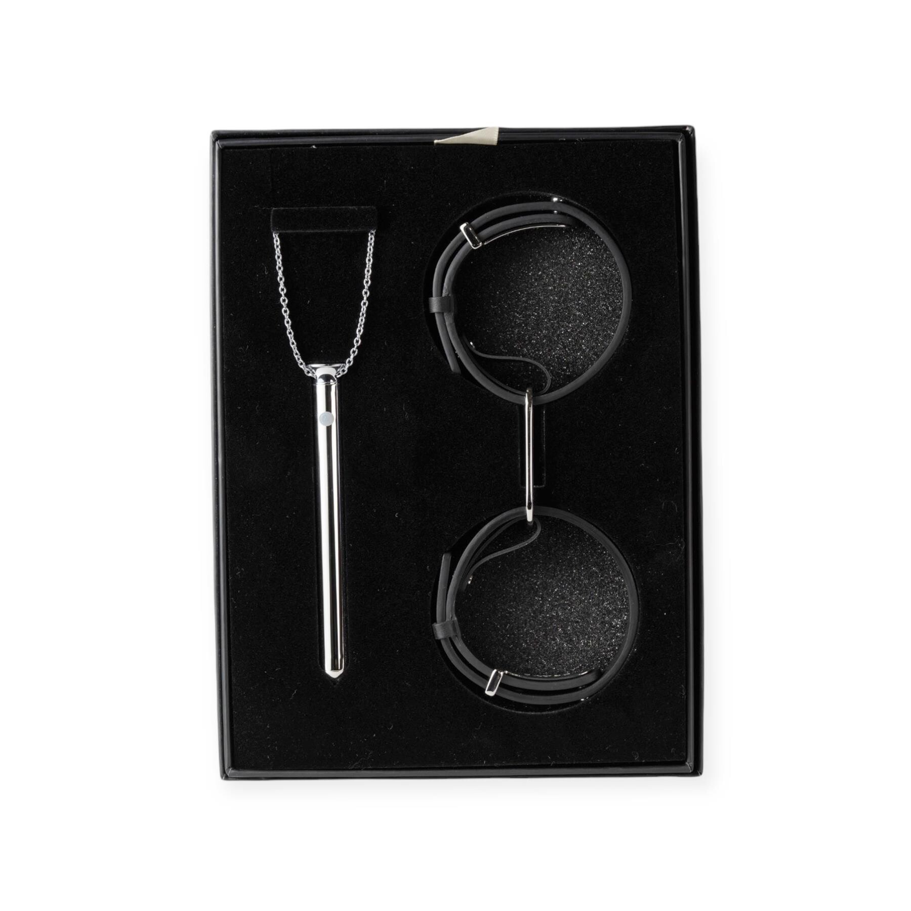 Crave Classic Pleasure Set Vesper & Icon Cuffs with black background shot