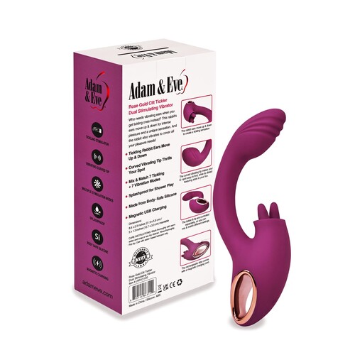 Adam & Eve Rose Gold Clit Tickler and back package