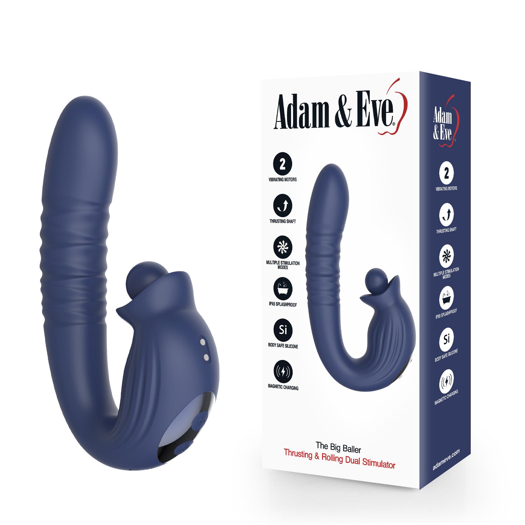 Adam & Eve The Big Baller Thrusting and Rolling Dual Stimulator - Vibrators  | Adam & Eve