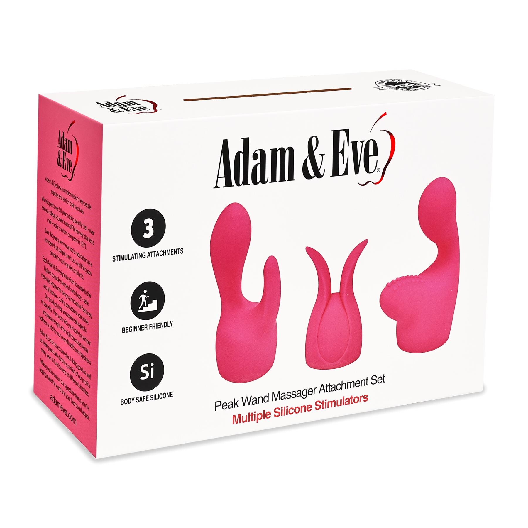 Adam & Eve Peak Wand Massager Attachment Set front of box