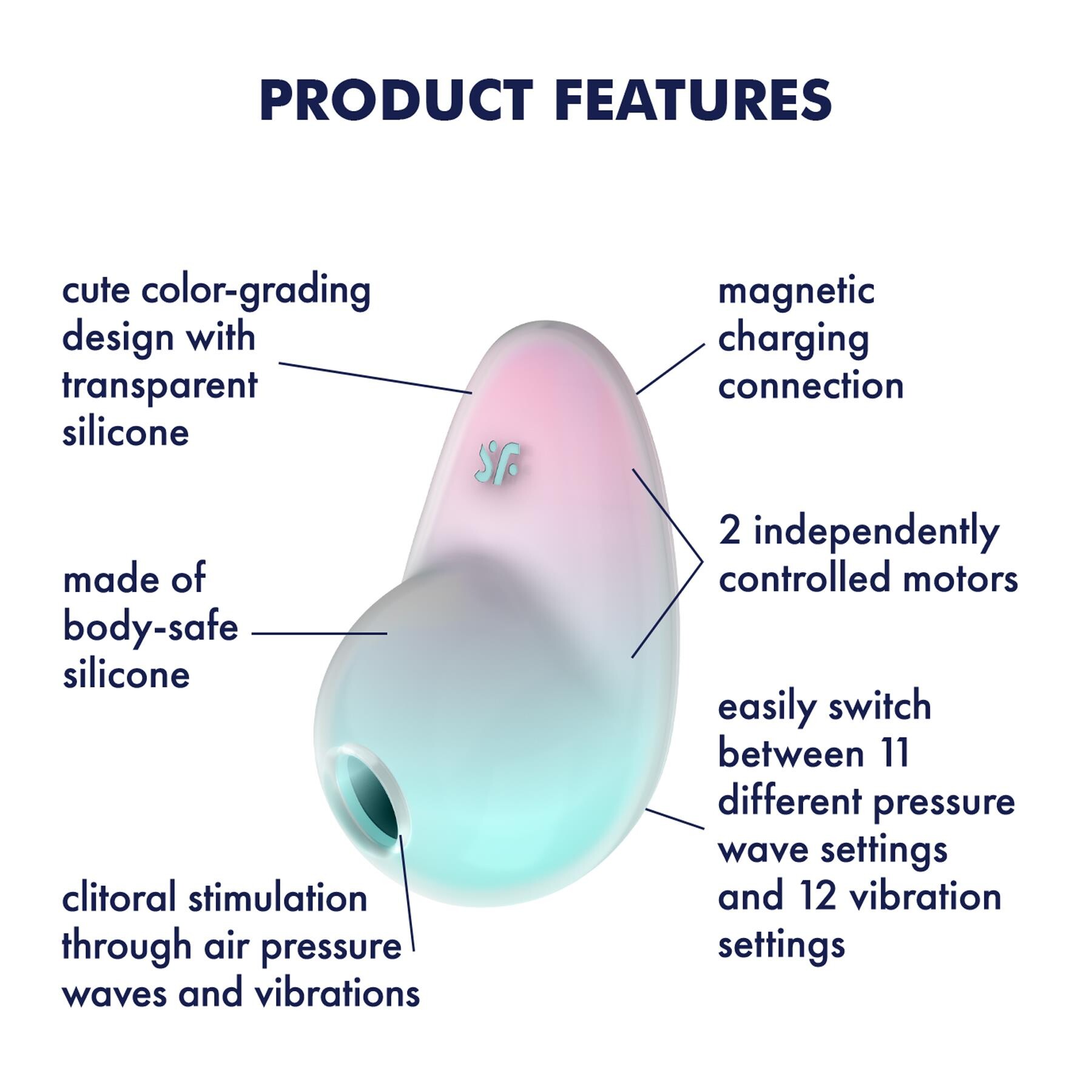 Satisfyer Pixie Dust Air Pulse Clitoral Stimulator features