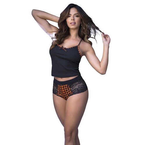 Halloween Racer Cami and Brazilian Short Set front