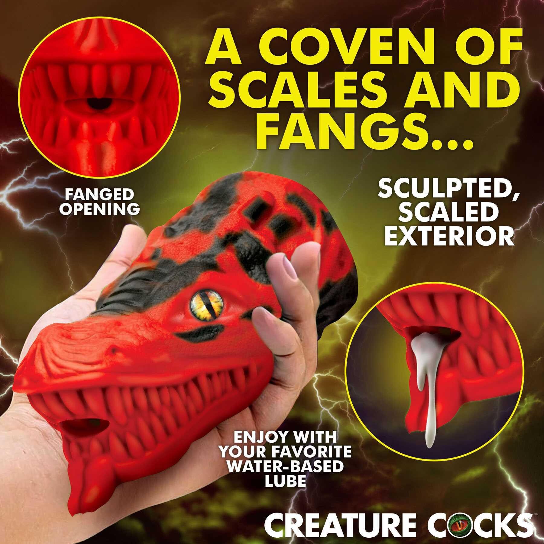 CREATURE COCKS DRAGON TAMER SILICONE STROKER red hand held