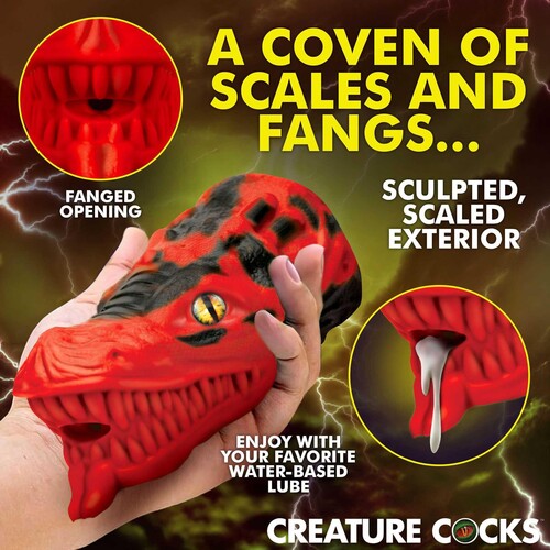 CREATURE COCKS DRAGON TAMER SILICONE STROKER red hand held