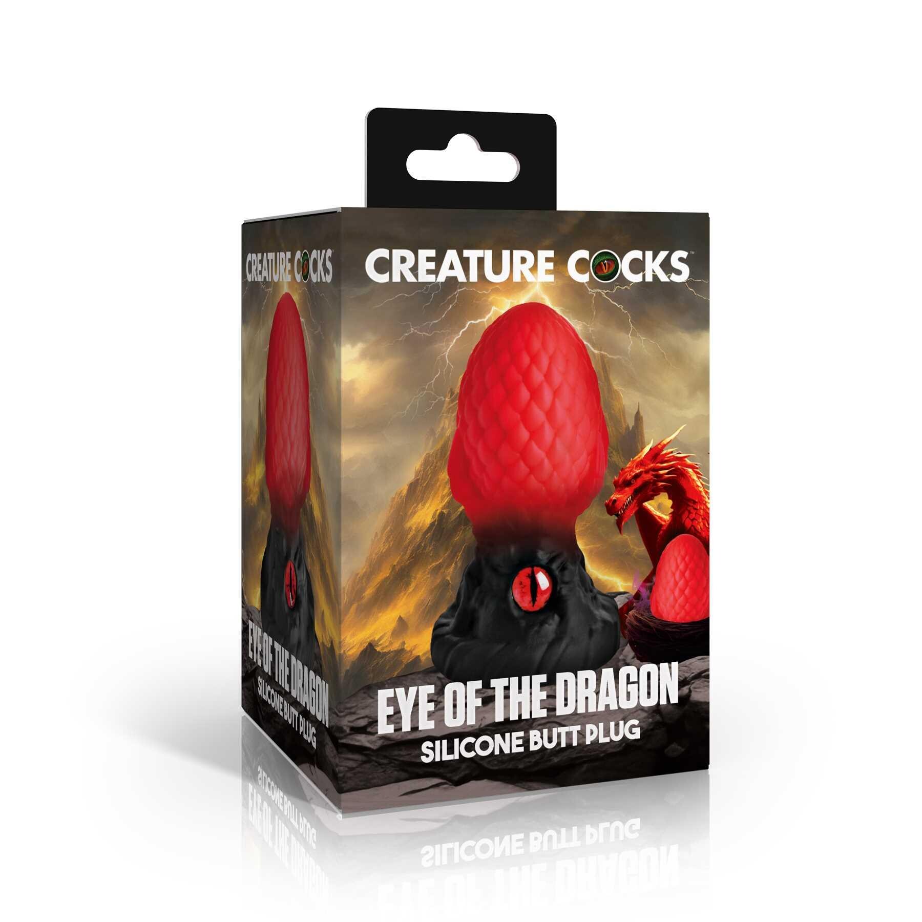 CREATURE COCKS EYE OF THE DRAGON SILICONE BUTT PLUG red packaging