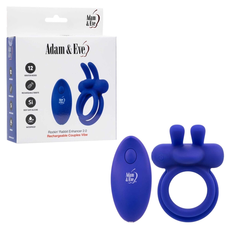 Adam & Eve Silicone Rechargeable Rockin Rabbit Enhancer 2.0 with Remo