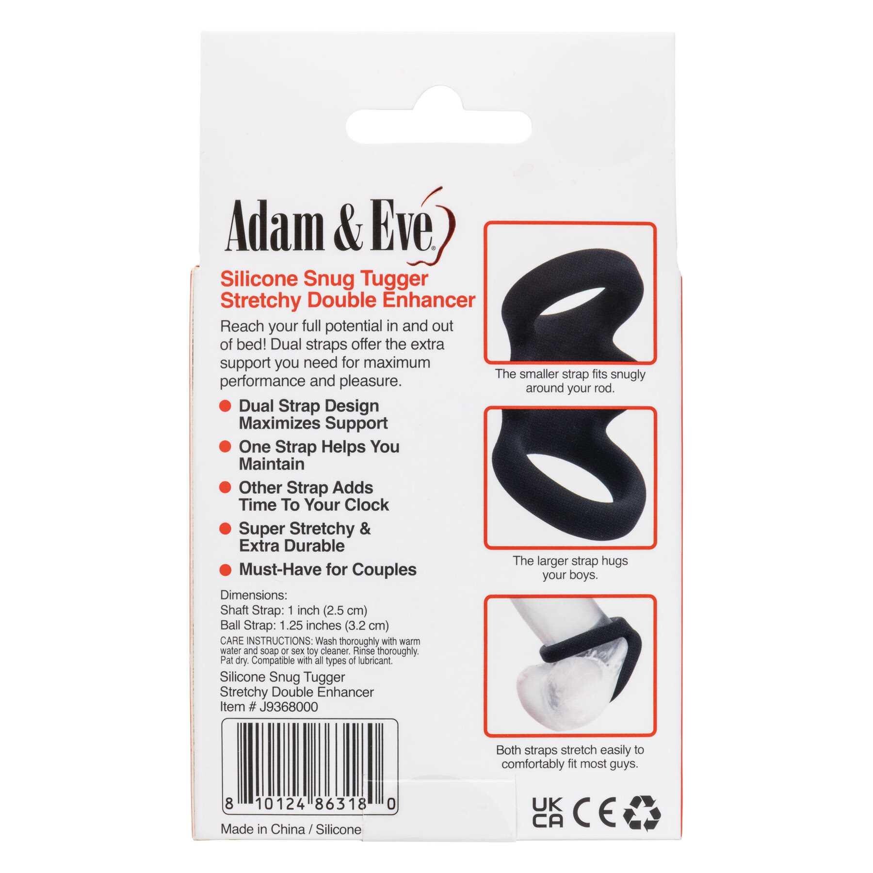 Liquid Silicone Snug Tugger package product specs - Black