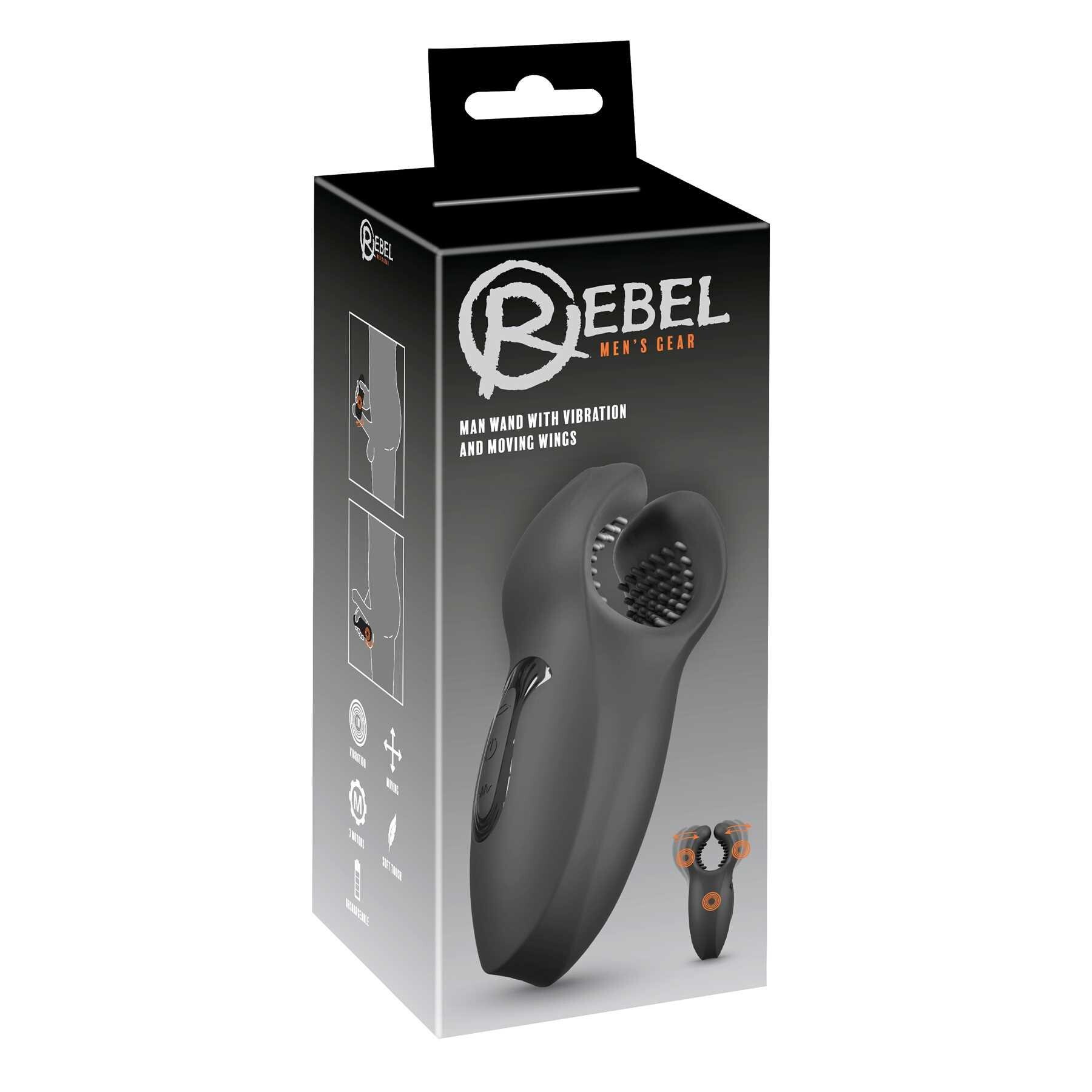 Rebel Man Wand with Vibration and Moving Wings packaging