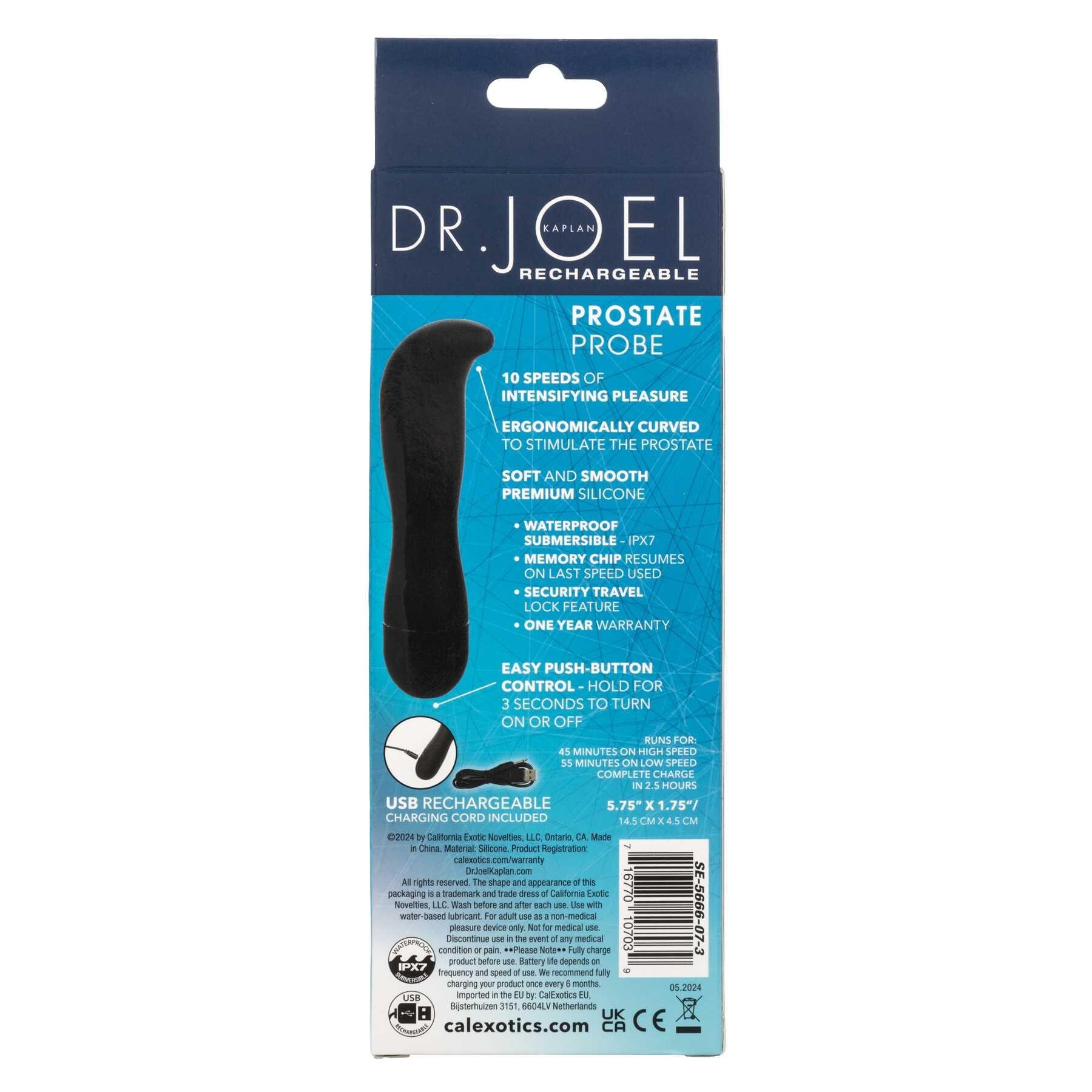 Dr. Joel Kaplan® Rechargeable Prostate Probe package specs