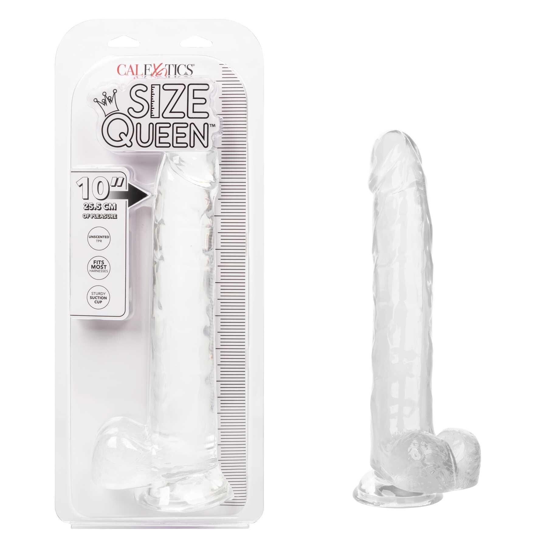 Size Queen 10 Inch Dildo Packaging Shot - Clear
