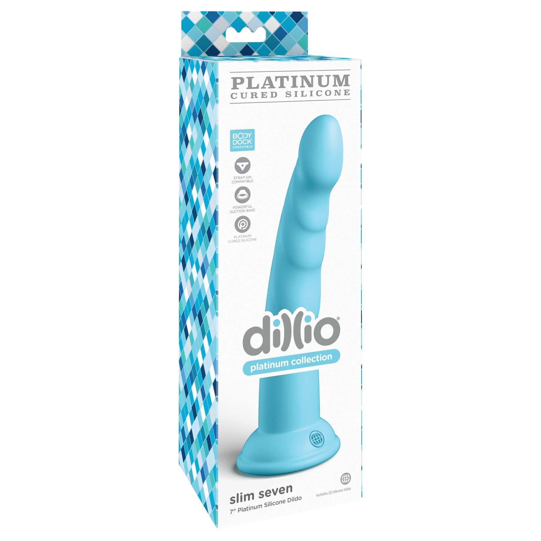 Dillio Platinum Slim 7 Silicone Dildo blue box
