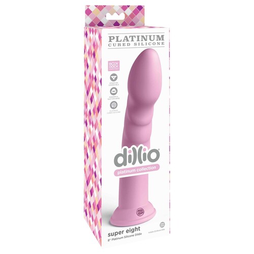 Dillio Platinum Super 8 Silicone Dildo pink box