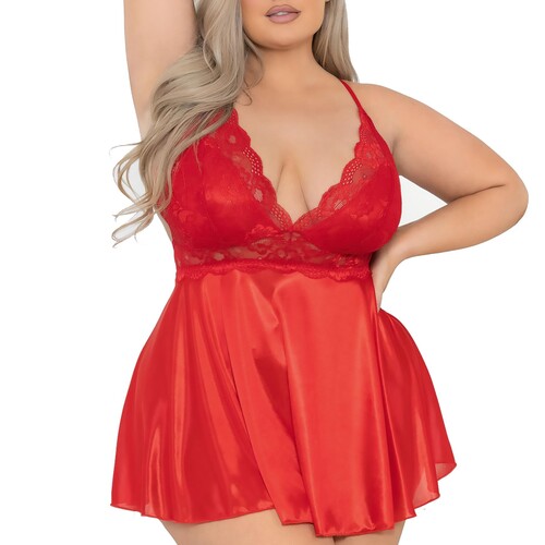 Satin Baby Doll & G-String queen front cropped