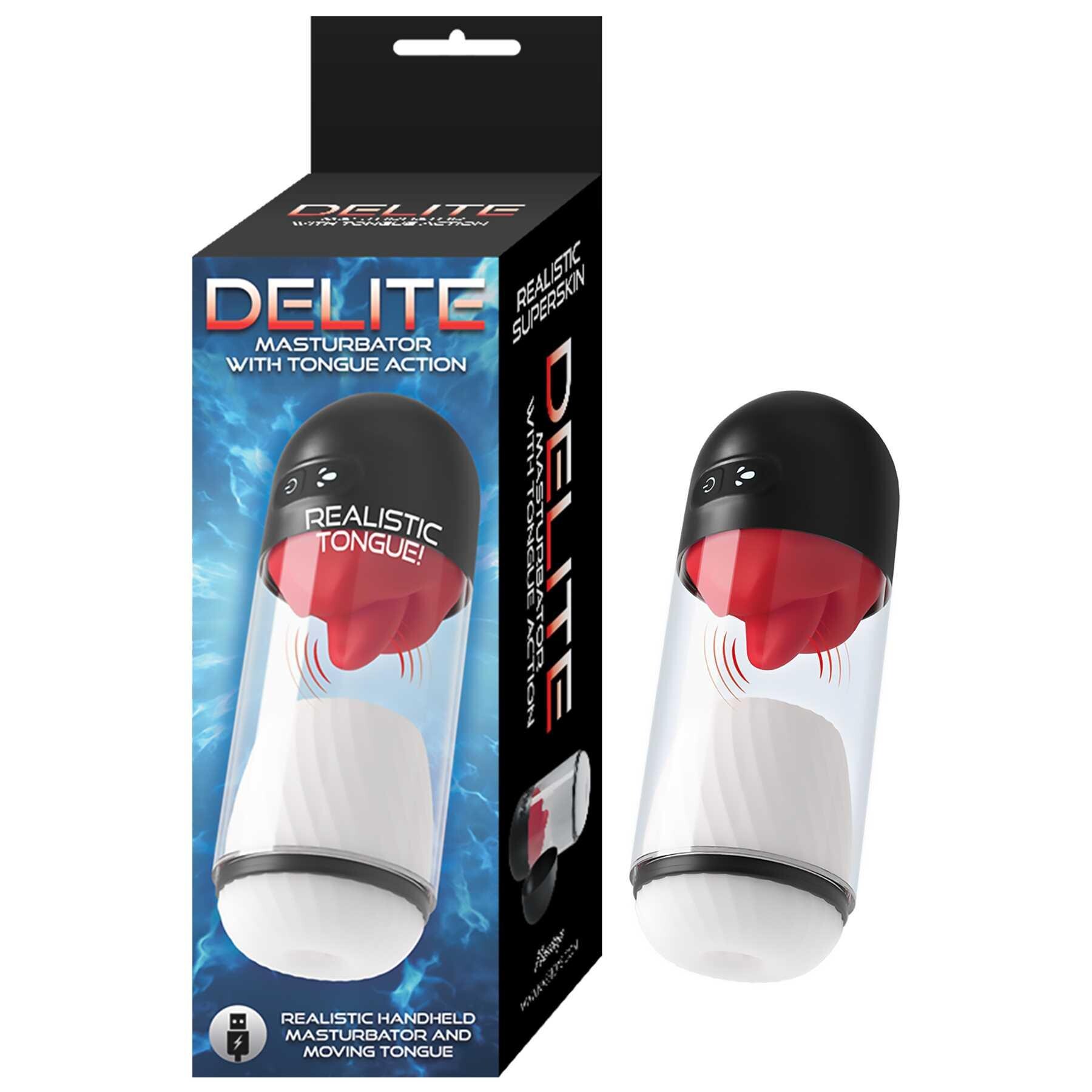 Delight Masturbator with Tongue Action packaging