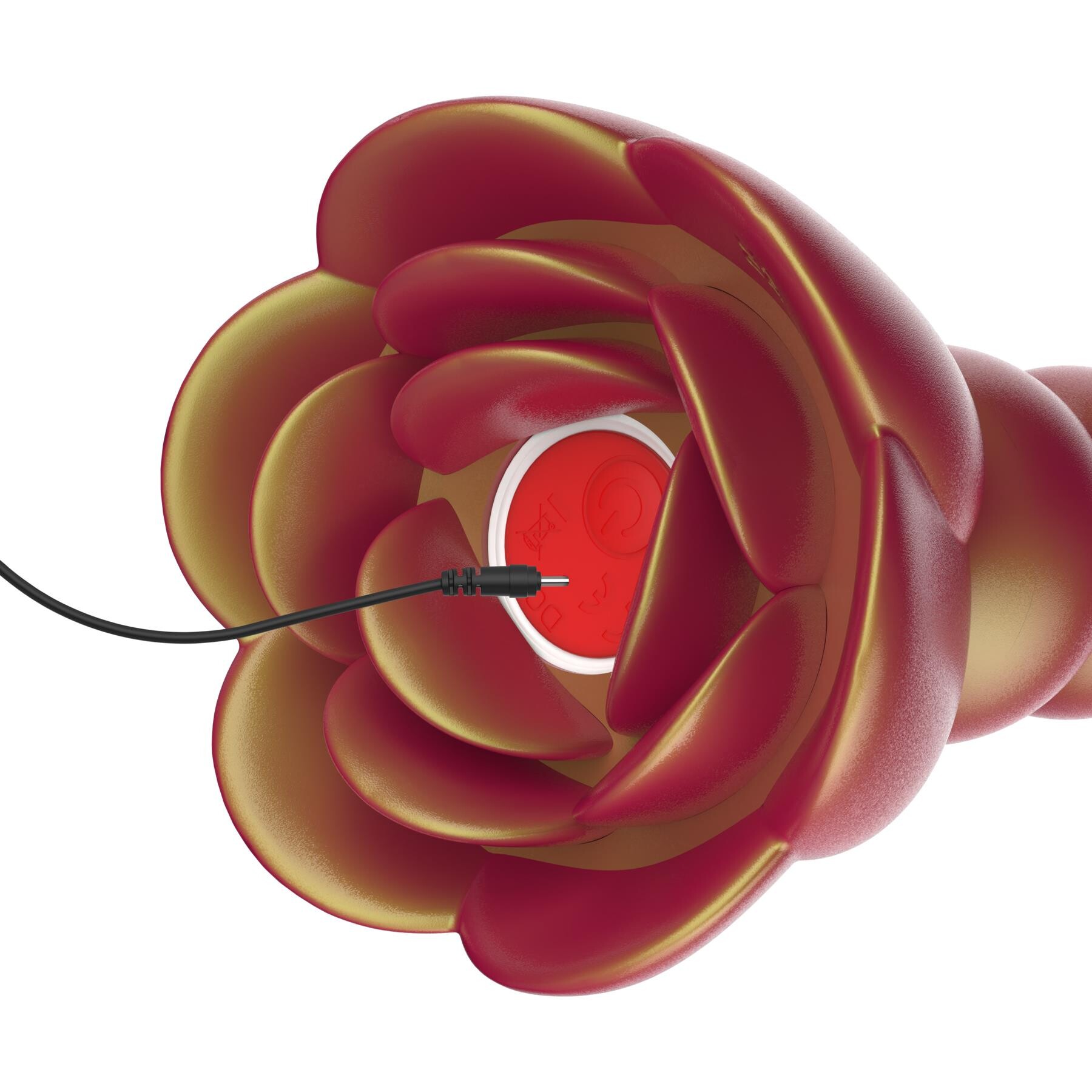 Beaded Rose Blossom Anal Vibrator - Showing Where Charging Cable is Placed