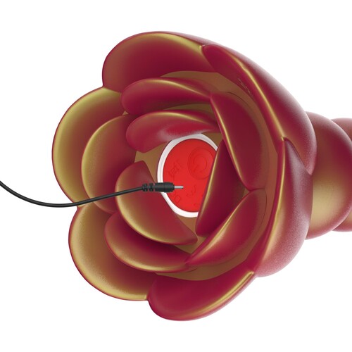 Beaded Rose Blossom Anal Vibrator - Showing Where Charging Cable is Placed