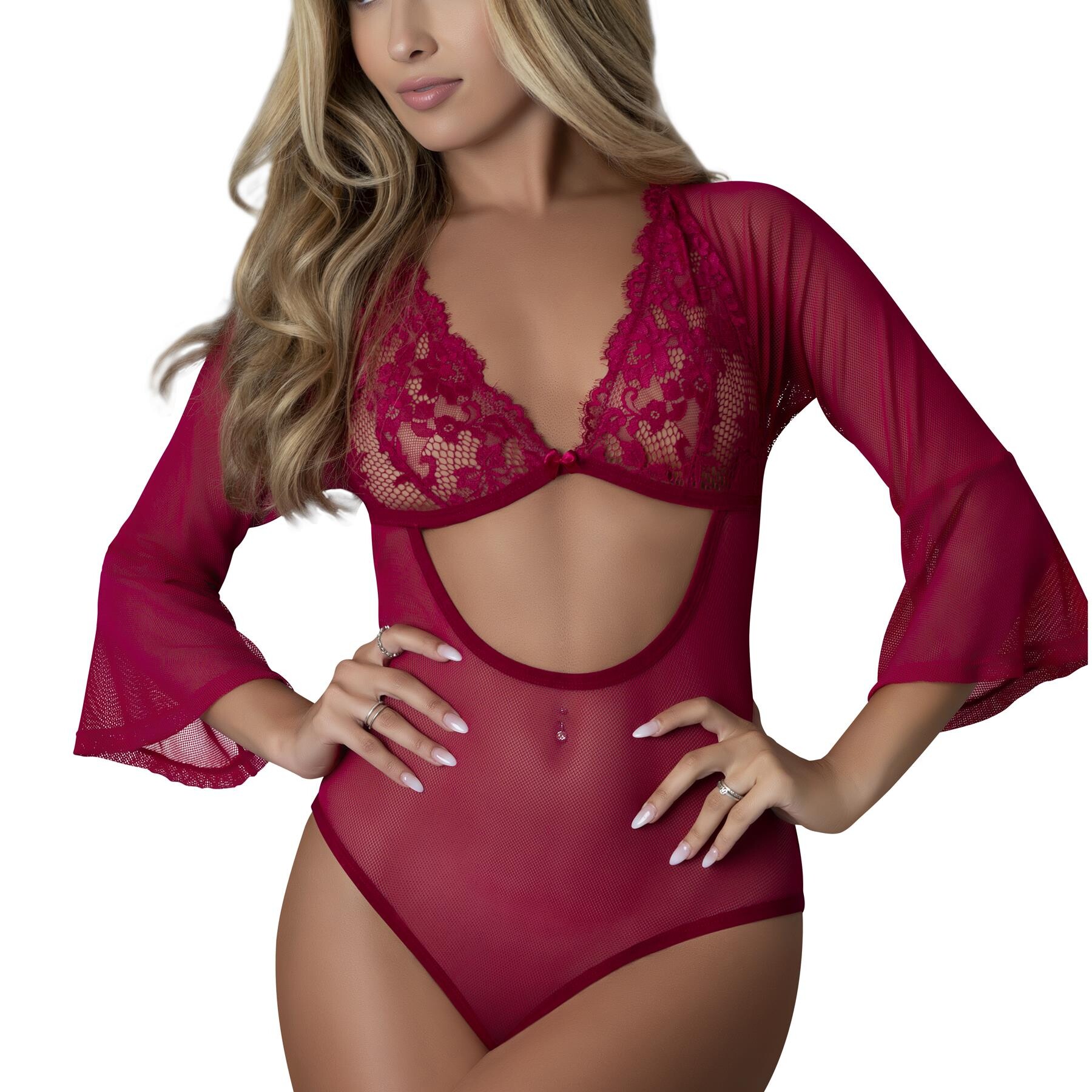 Black Cherry  3/4 Sleeve Playsuit front