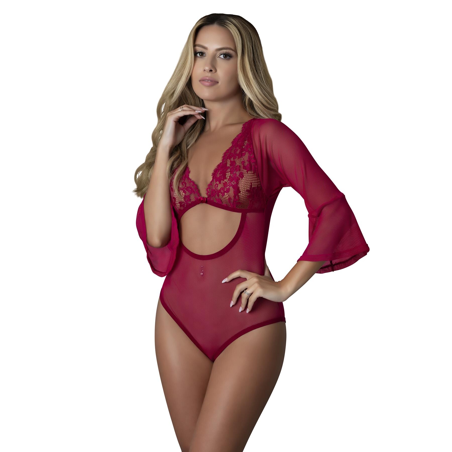 Black Cherry  3/4 Sleeve Playsuit front