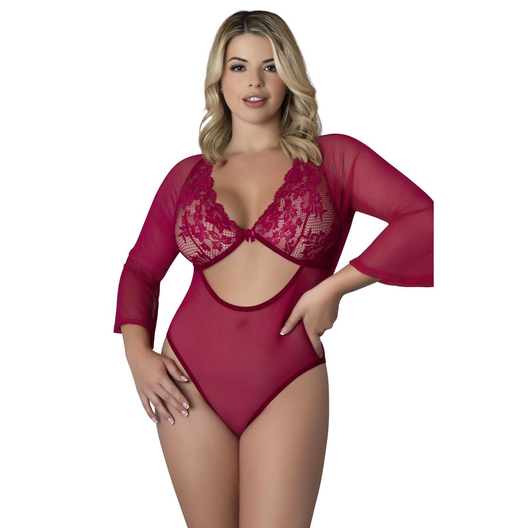 Black Cherry  3/4 Sleeve Playsuit queen front