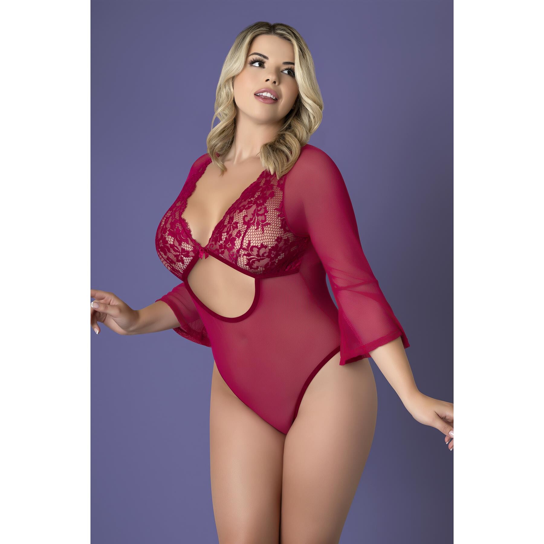 Black Cherry  3/4 Sleeve Playsuit queen front