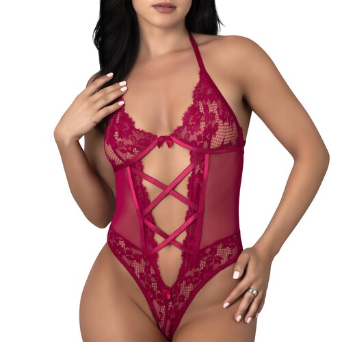 Black Cherry  Halter Teddy front cropped