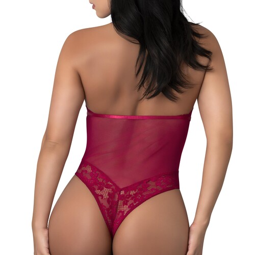 Black Cherry  Halter Teddy back cropped