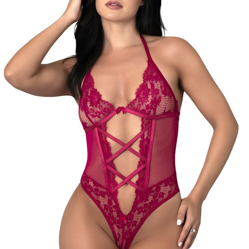 Black Cherry  Halter Teddy front cropped