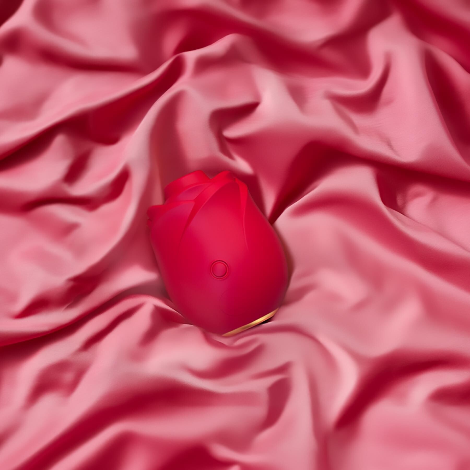 Womanizer Pleasure Air Rose - Lifestyle Shot - On Satin Sheet