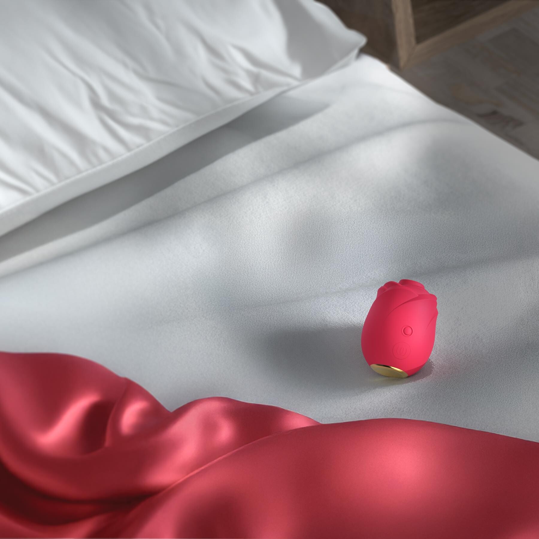 Womanizer Pleasure Air Rose - Lifestyle Shot - On Bed