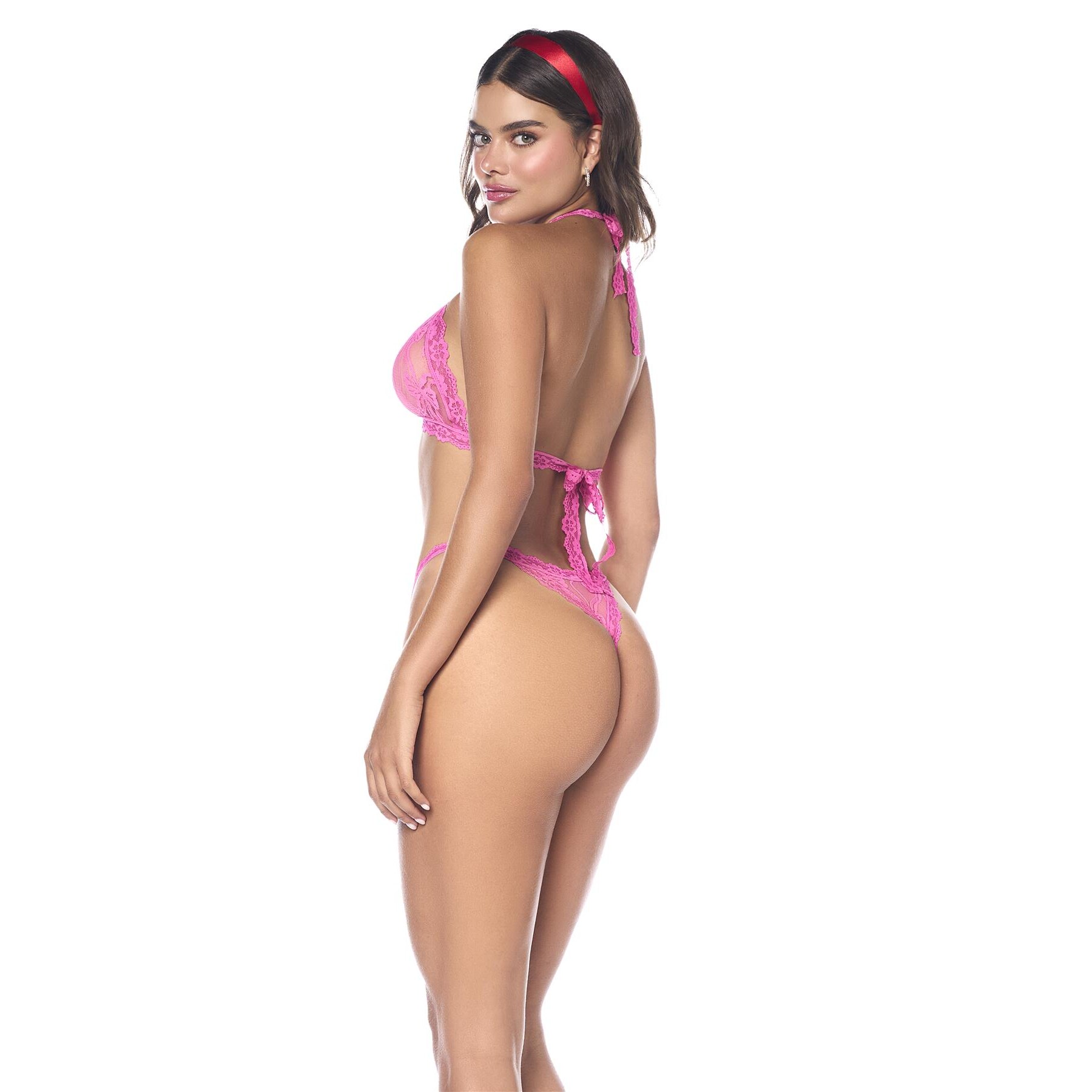 Tied with Desire : 2pc set: Halter top and matching panty pink back