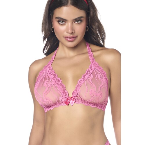 Tied with Desire : 2pc set: Halter top and matching panty pink front cropped