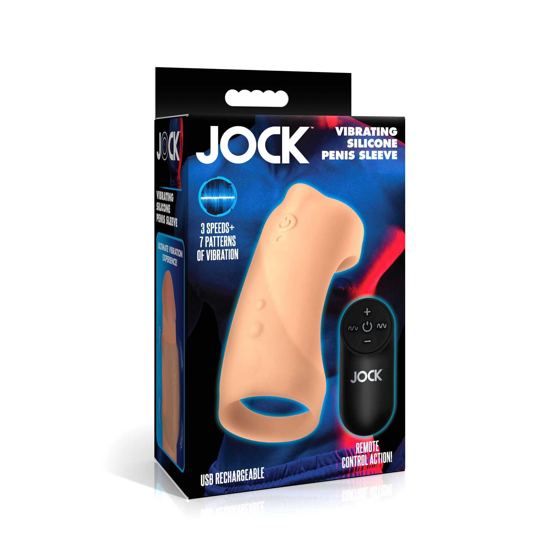 Vibrating Silicone Penis Sleeve with Remote white packaging