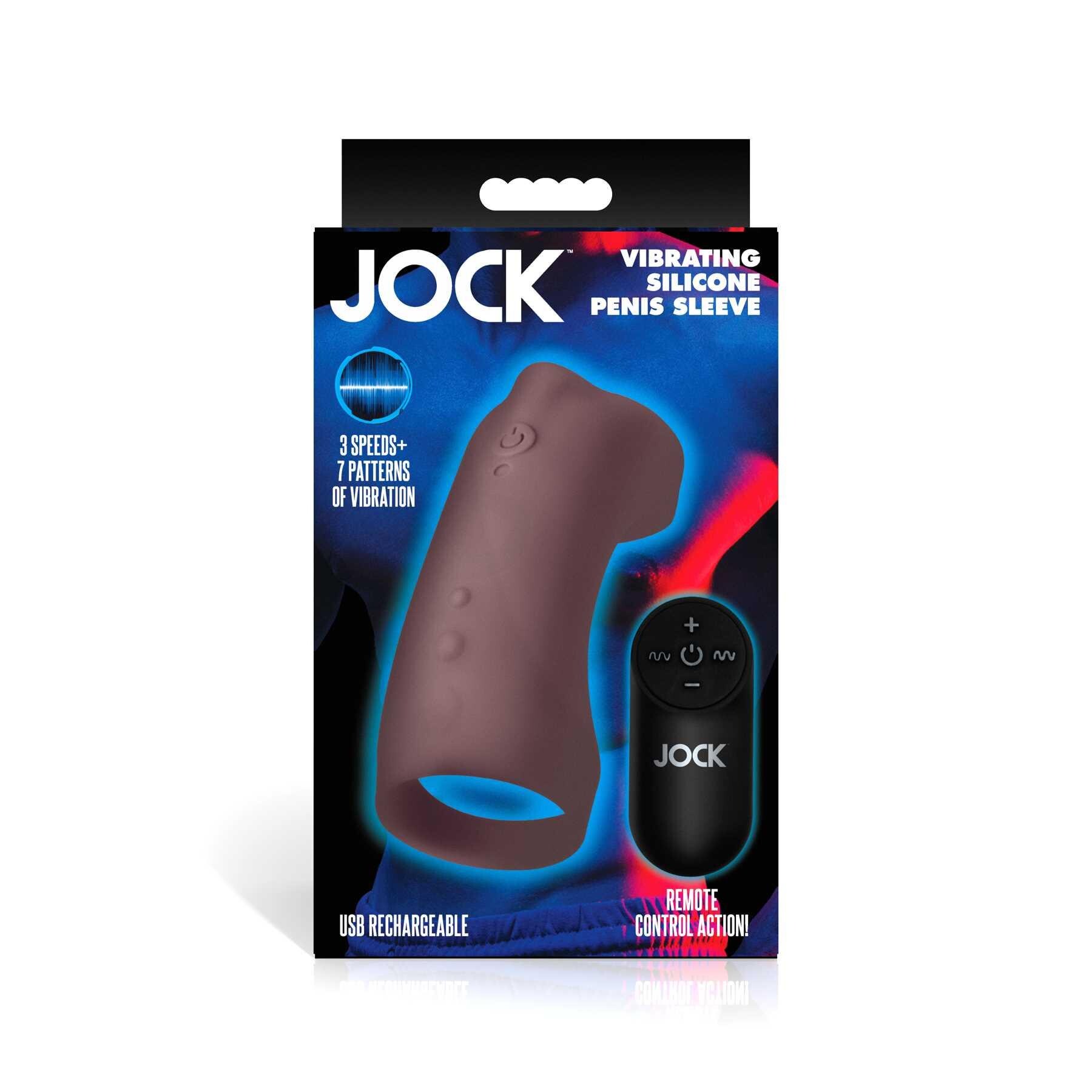 Vibrating Silicone Penis Sleeve with Remote brown packaging