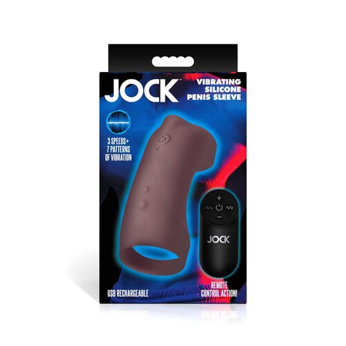 Vibrating Silicone Penis Sleeve with Remote brown packaging