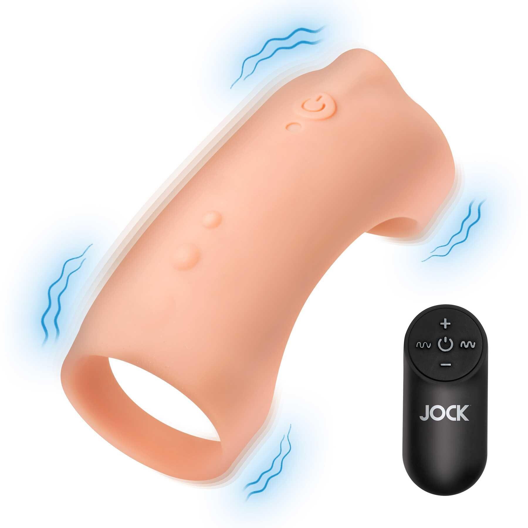 Vibrating Silicone Penis Sleeve with Remote white vibrating