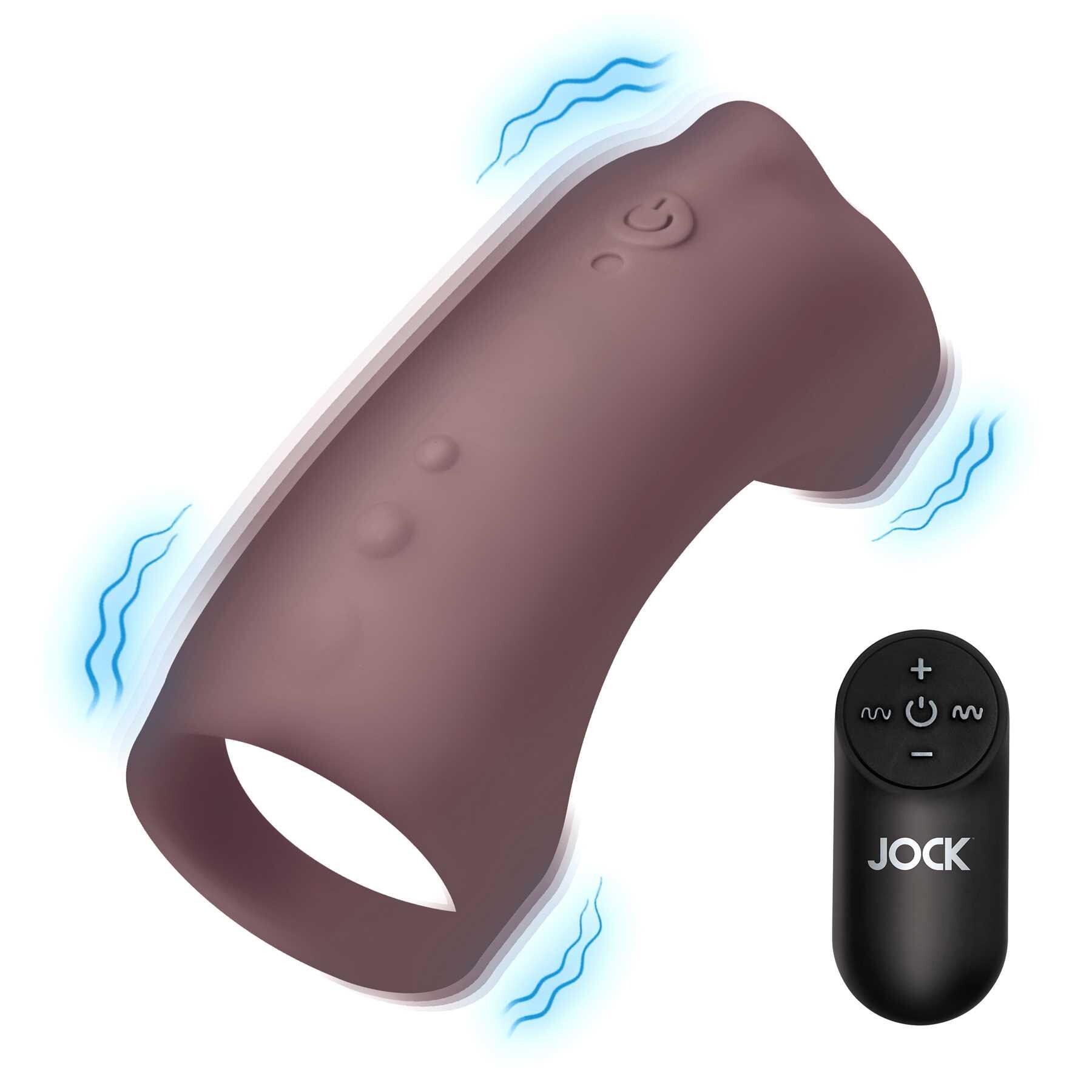 Vibrating Silicone Penis Sleeve with Remote brown vibrating