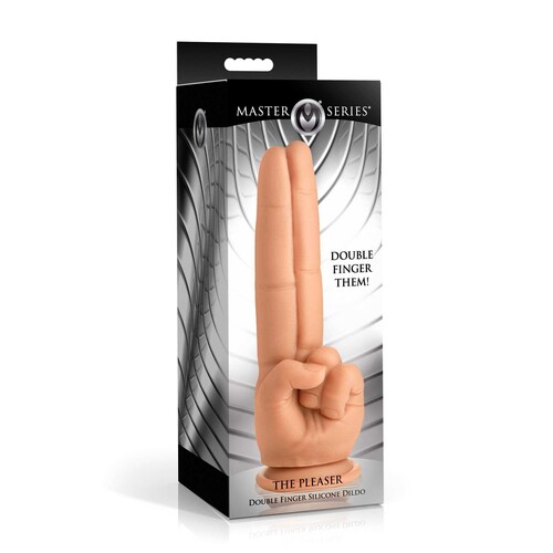 The Pleaser Double Finger Silicone Dildo packaging