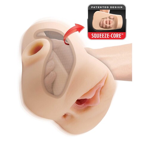 PDX Plus Double Pounder Vibrating Squeeze Stroker white demonstration