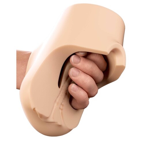 PDX Plus Double Pounder Vibrating Squeeze Stroker white demonstration