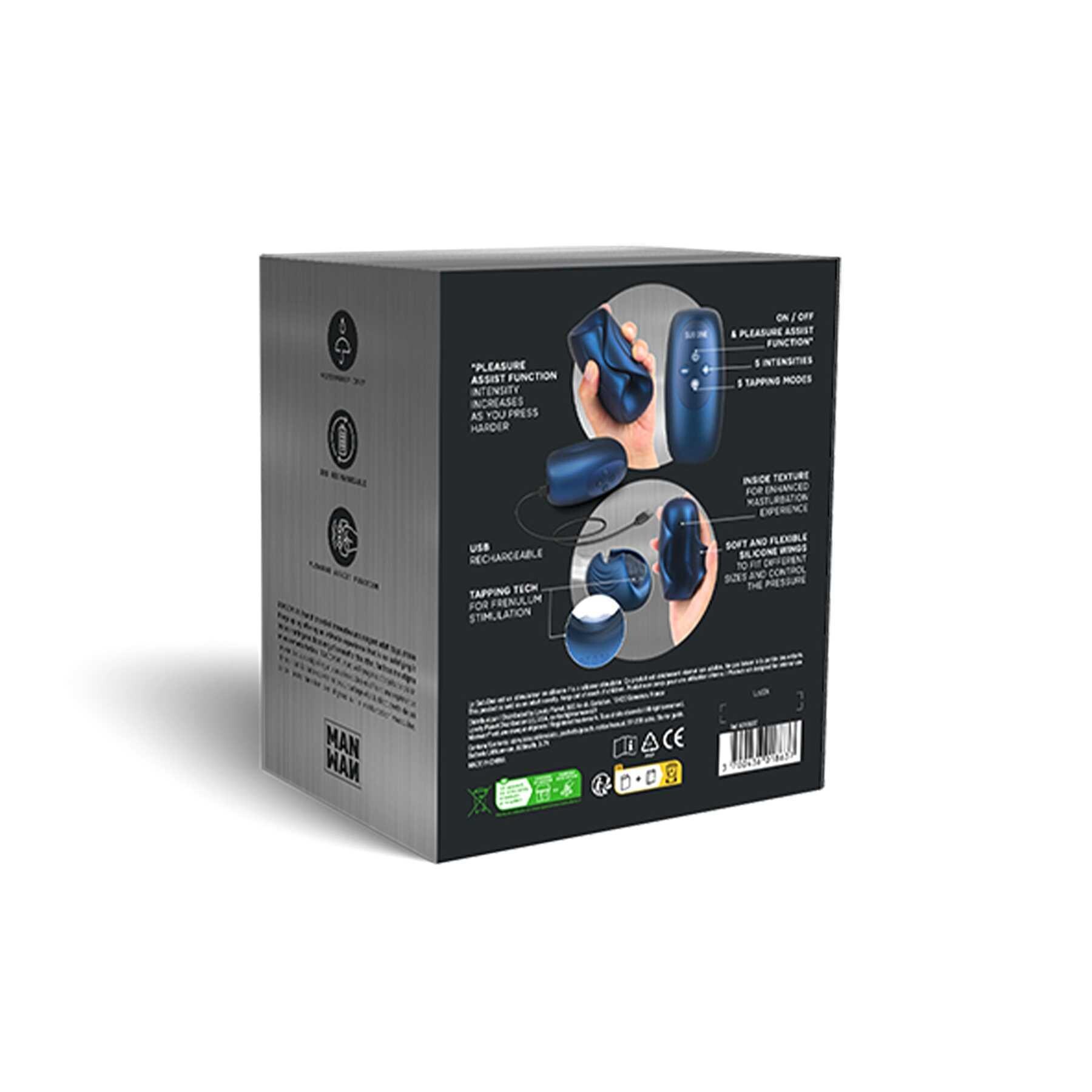 ManMan Sub One Tapping Stimulator blue back of box