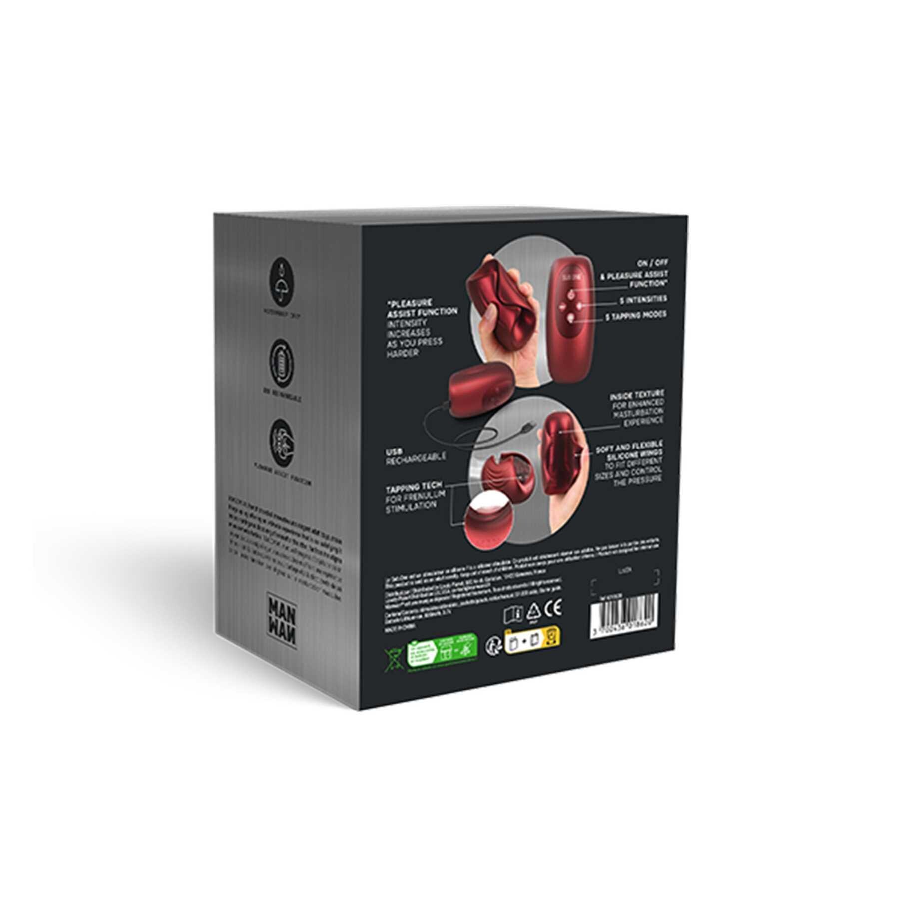 ManMan Sub One Tapping Stimulator red packaging back of box