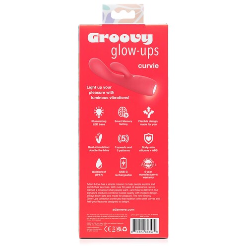 Groovy Glow Ups Curvie Dual Stimulating Vibrator - Back of Box