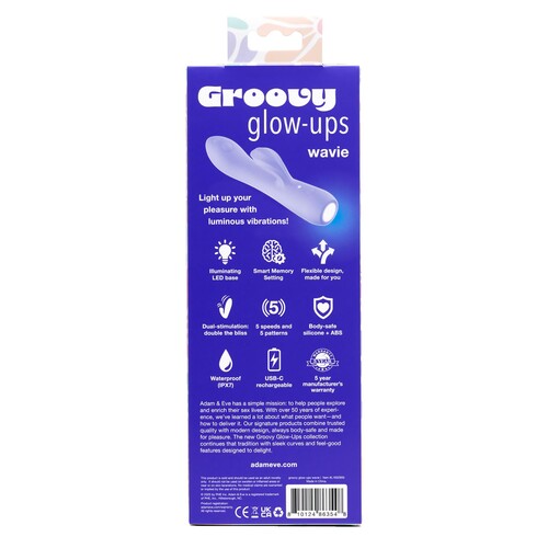 Groovy Glow Ups Wavie Dual Stimulating Vibrator - Back of Box