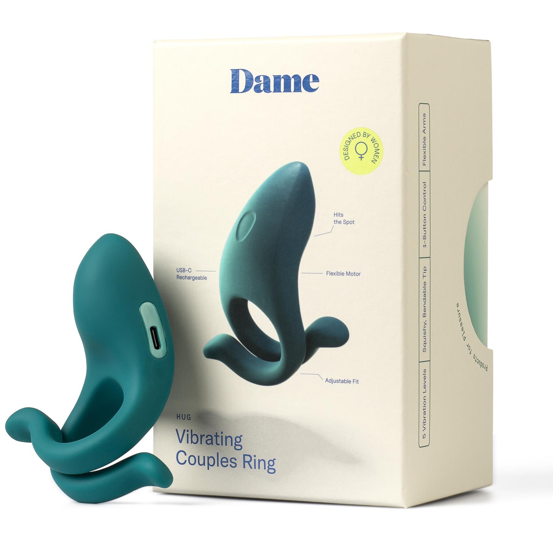 Dame Hug Vibrating Penis Enhancer and package