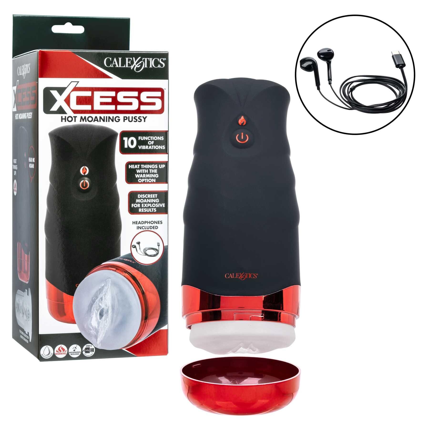 Xcess Hot Moaning Pussy Stroker w/Headphones product with packaging