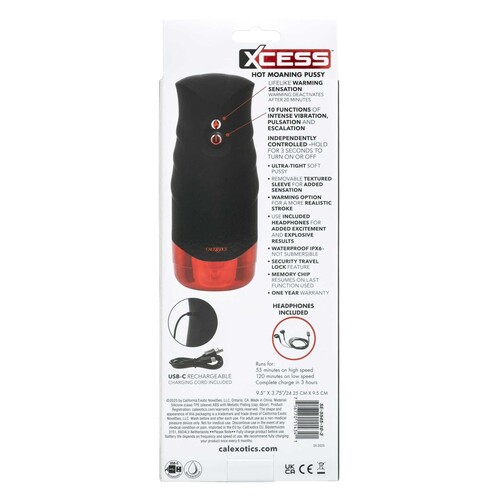 Xcess Hot Moaning Pussy Stroker w/Headphones back of package
