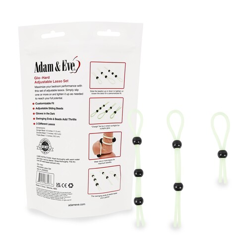 Adam & Eve Glo-Hard Adjustable Lasso - Product and Packaging - Back