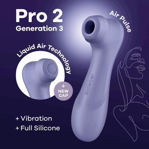 Satisfyer Pro 2 Gen 3 Liquid Air Clitoral Stimulator color lilac features